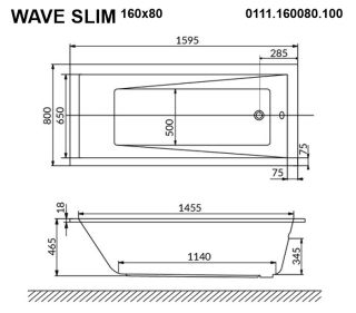 Гидромассажная ванна Whitecross Wave Slim 0111.160080.100.SOFT.CR 160x80см Soft хром