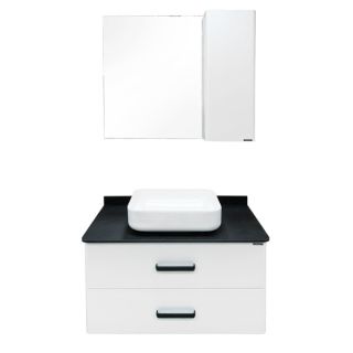 Comforty Тумба-умывальник "Амстердам-95" белая с черной столешницей, с раковиной Comforty T-Y9378