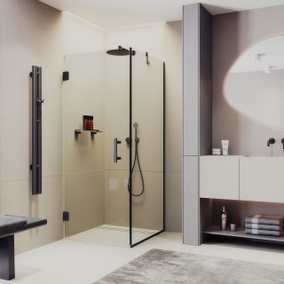 Душевой уголок MaybahGlass MGY-1304-6 100x100см чёрный/прозрачный