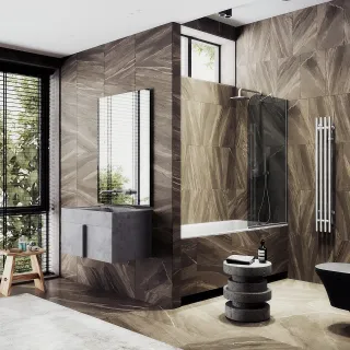 Шторка на ванну MaybahGlass MGV-82-5у 80см хром матовый