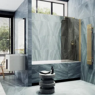 Шторка на ванну MaybahGlass MGV-611-3 60см золото