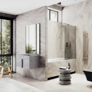 Шторка на ванну MaybahGlass MGV-616-2 70см бронза