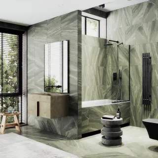 Шторка на ванну MaybahGlass MGV-126-6у 44см чёрный