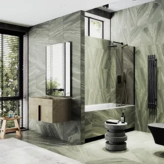 Шторка на ванну MaybahGlass MGV-69-6ш 70см чёрный