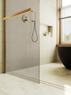 Душевая перегородка MaybahGlass MGD-727-3ш 79см золото