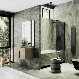 Шторка на ванну MaybahGlass MGV-79-6ш 50см чёрный