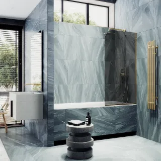 Шторка на ванну MaybahGlass MGV-81-3у 70см золото