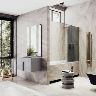 Шторка на ванну MaybahGlass MGV-768-2 40см бронза