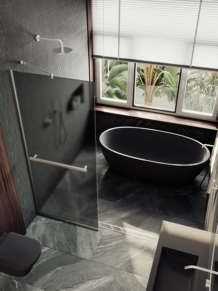 Душевая перегородка MaybahGlass MGD-730-5у 79см хром матовый