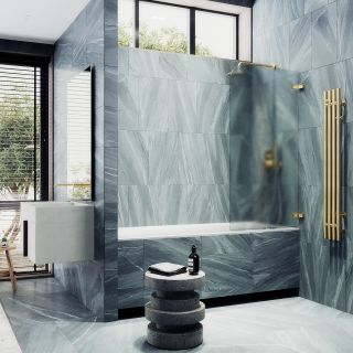 Шторка на ванну MaybahGlass MGV-649-3 40см золото