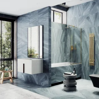 Шторка на ванну MaybahGlass MGV-91-3у 50см золото