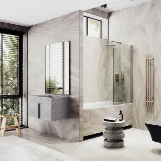 Шторка на ванну MaybahGlass MGV-600-2 80см бронза