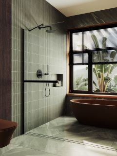 Душевая перегородка MaybahGlass MGD-726-6ш 79см чёрный