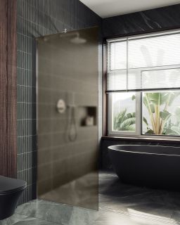 Душевая перегородка MaybahGlass MGD-697-5ш 79см хром матовый