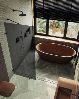 Душевая перегородка MaybahGlass MGD-274-6 79см чёрный