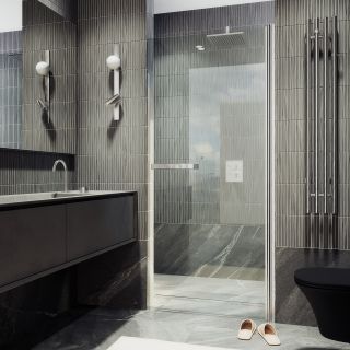 Душевая дверь MaybahGlass MGD-448-5 90см хром матовый/прозрачный