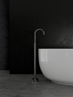 Смеситель для ванны напольный Knotlor SS-27/GM, вороненая сталь