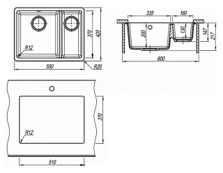 Кухонная мойка Florentina Вега 335/160 бежевый