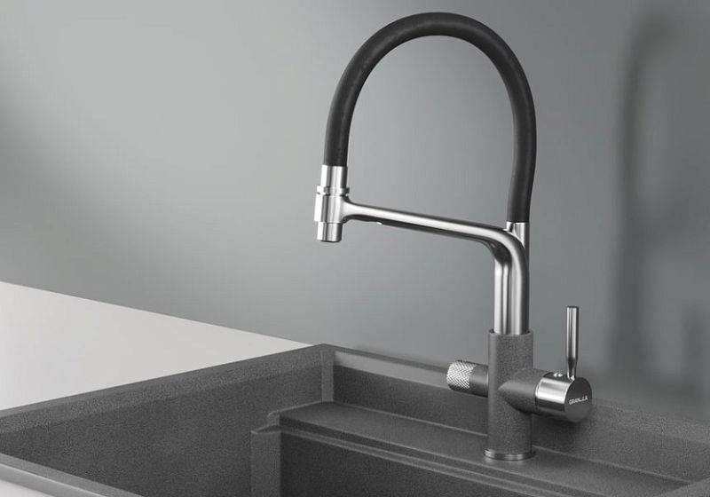 Смеситель для кухни Granula 0075, ГРАФИТ хром