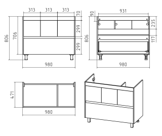 Напольная тумба под раковину Misty Алиса 100см белый