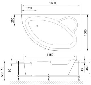 Гидромассажная ванна Royal Bath Alpine Standart 160x100см правая белый RB819101ST-R