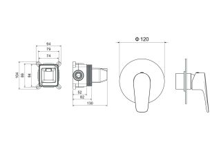 Встраиваемый смеситель для душа Aquatek Бетта AQ1166BGM оружейная сталь