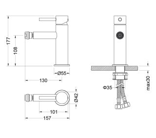 Смеситель для биде Aquatek Европа AQ1318BGM шлифованный чёрный хром