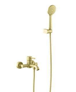 Смеситель для ванны с душевым набором Aquatek Европа AQ1349BG шлифованное золото