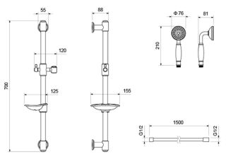 Комплект для ванны Aquatek Классик AQ1530MB 3 в 1 AQ1510MB+AQ1540MB+AQ2020MB чёрный матовый