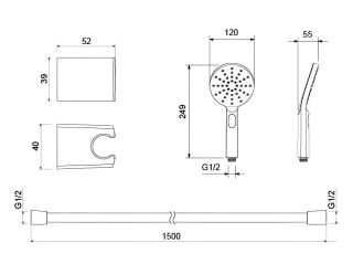 Душевая лейка Aquatek Оберон AQ2033BG шлифованное золото