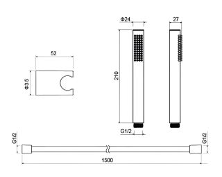 Душевая лейка Aquatek Европа AQ2034BGM шлифованный чёрный хром