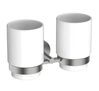 Стакан с держателем двойной Aquatek Бетта AQ4617BGM шлифованный чёрный хром