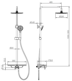 Душевая стойка AQUAme AQM8002G со смесителем серый
