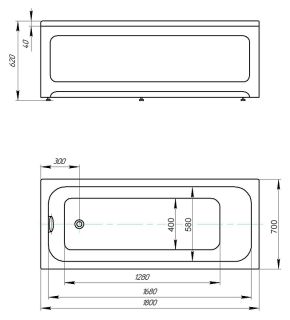 Акриловая ванна AZARIO BELLA AV.0023180 прямоугольная 180*70 см