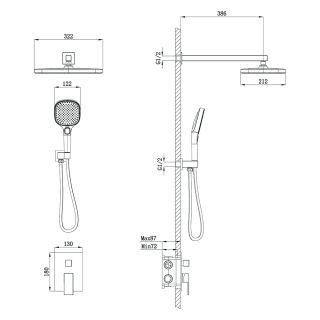 Встраиваемая душевая система AVELLA, Золото брашинг