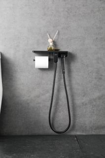 Гигиенический душ Gappo G7295-16 с полочкой и бумагодержателем чёрный