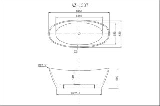 Акриловая ванна Azario EASTON AZ-1337 отдельностоящая 1800x820x600