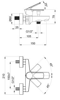 Смеситель для ванны AZARIO SEVIO AZ-15950501 с коротким изливом