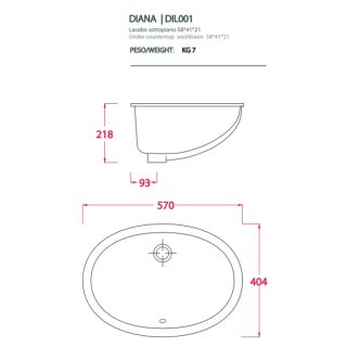 Раковина ArtCeram WASHBASINS DIANA DIL001 01 00 белая 57 см