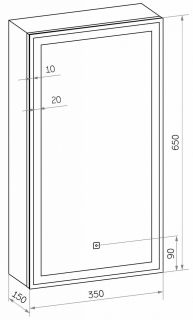 Зеркало-шкаф с подсветкой Art&Max Techno левый 35см белый AM-Tec-350-650-1D-L-DS-F