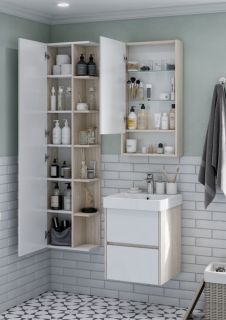 Зеркальный шкаф Акватон Сканди 45см белый/дуб верона 1A252002SDB20