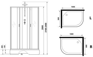 Душевая кабина Niagara NG-33084-14RBKTG с гидромассажем 100x80см серебро/матовое