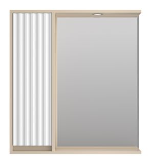 Зеркальный шкаф с подсветкой Brevita Balaton BAL-04075-03-01Л левый 75см белый/бежевый