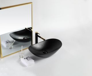 Раковина накладная BelBagno 60см чёрная BB1404-H301