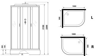 Душевая кабина Niagara NG-33084-14L 100x80см серебро/матовое