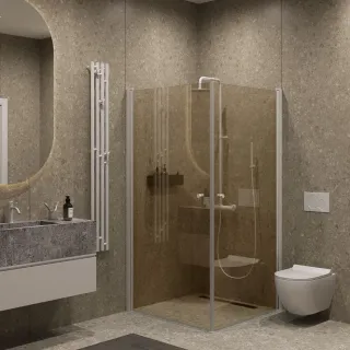 Душевой уголок на монопетле by Deonria U-80-79-6-BR-W 80x79см белый/бронза