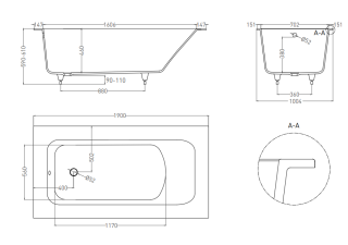 Ванна из искусственного камня Salini Orlanda Plus S-Stone 102024MRF 190x100см RAL полностью