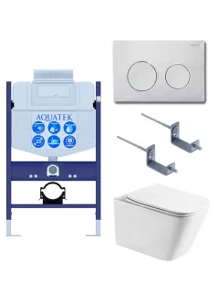 Комплект SET AQUATEK ЛИБРА T-TDI002 унитаз с инсталляцией кнопкой и сиденьем микролифт