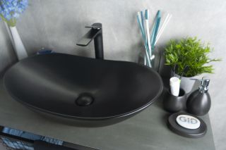 Раковина Gid Bm9811 53337 накладная черная матовая 61x37x15