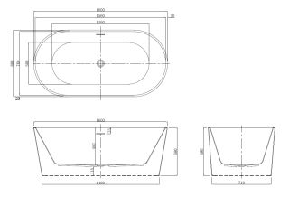 Акриловая ванна Azario BRISTOL BRI16080  свободностоящая 1600х800х580
